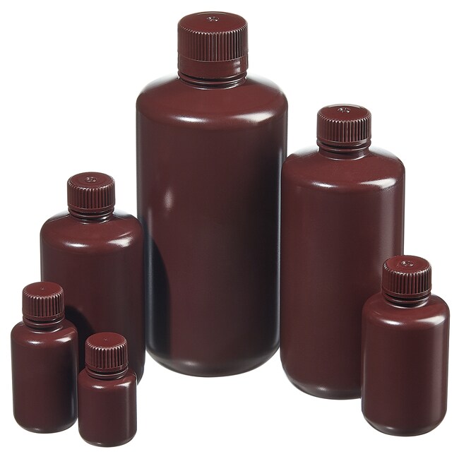 Nalgene™ Narrow-Mouth Opaque Amber HDPE Packaging Bottles with Closure: Bulk Pack