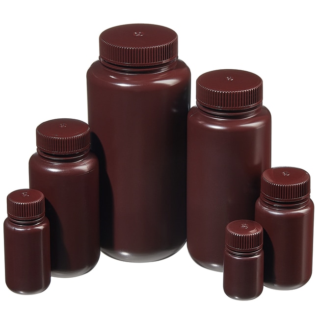 Nalgene™ Wide-Mouth Opaque Amber HDPE Packaging Bottles with Closure: Bulk Pack
