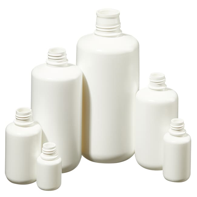 Nalgene™ Boston Round Opaque White HDPE Bottles without Closure: Bulk Pack
