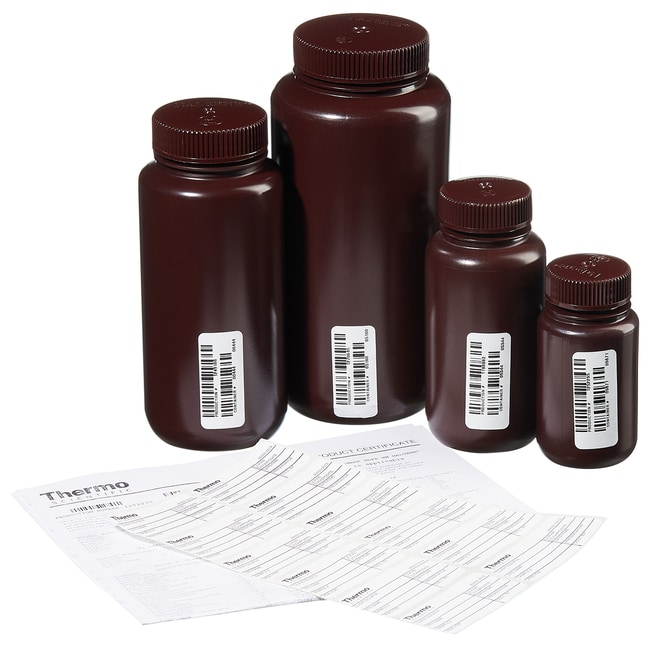 Nalgene™ Certified Wide-Mouth Amber HDPE Bottle with Closure
