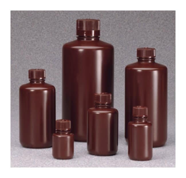 Nalgene™ Boston Round Narrow-Mouth Opaque Amber HDPE Bottles with Closure: Bulk Pack