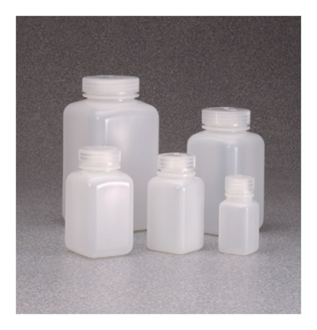 Nalgene™ Square Wide-Mouth HDPE Bottles with Closure