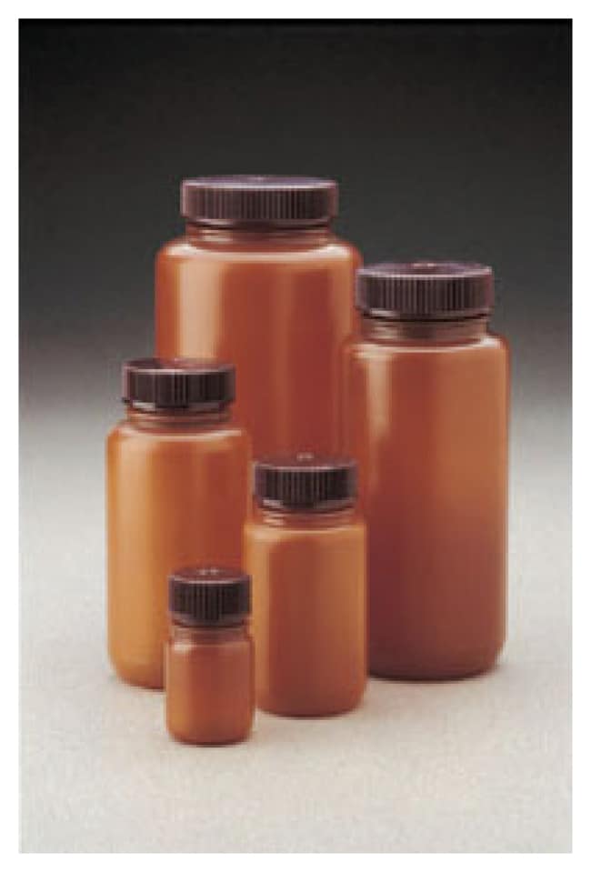 Nalgene™ Wide-Mouth Translucent Amber HDPE Packaging Bottles with Closure: Bulk Pack