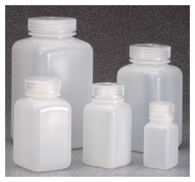 Nalgene™ Square Wide-Mouth HDPE Bottles with Closure: 대량 패키지