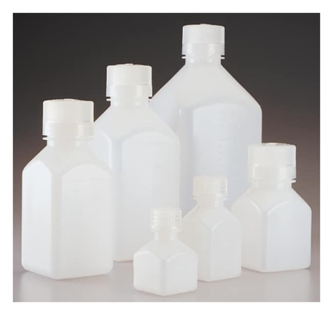 Nalgene™ Square HDPE Graduated Bottles with Closure: Bulk Pack