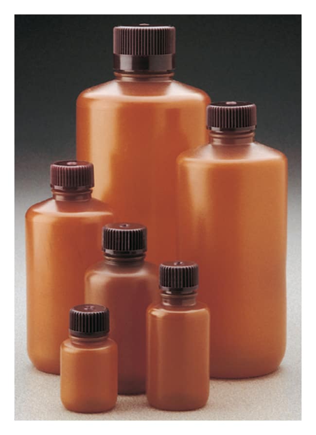 Nalgene™ Narrow-Mouth Translucent Amber HDPE Packaging Bottles with Closure: Bulk Pack