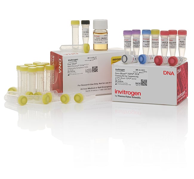 Zero Blunt&trade; TOPO&trade; PCR Cloning Kit for Sequencing, with One Shot&trade; MAX Efficiency&trade; DH5&alpha;-T1<sup>R</sup> <i>E. coli</i>